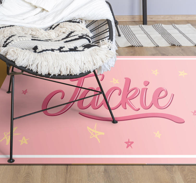 Tapis vinyle ado nom rose avec des étoiles - TenStickers