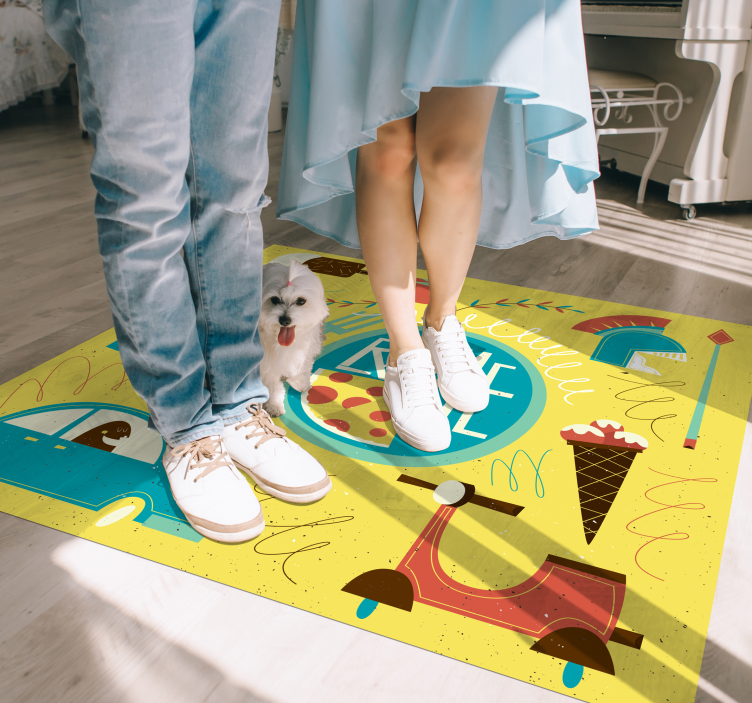 Tapis vinyle alphabet illustration du thème de rome - TenStickers