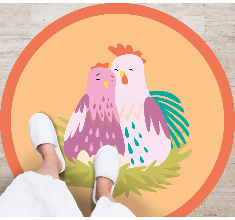 Tapis vinyle rond charmants amis à plumes - TenStickers