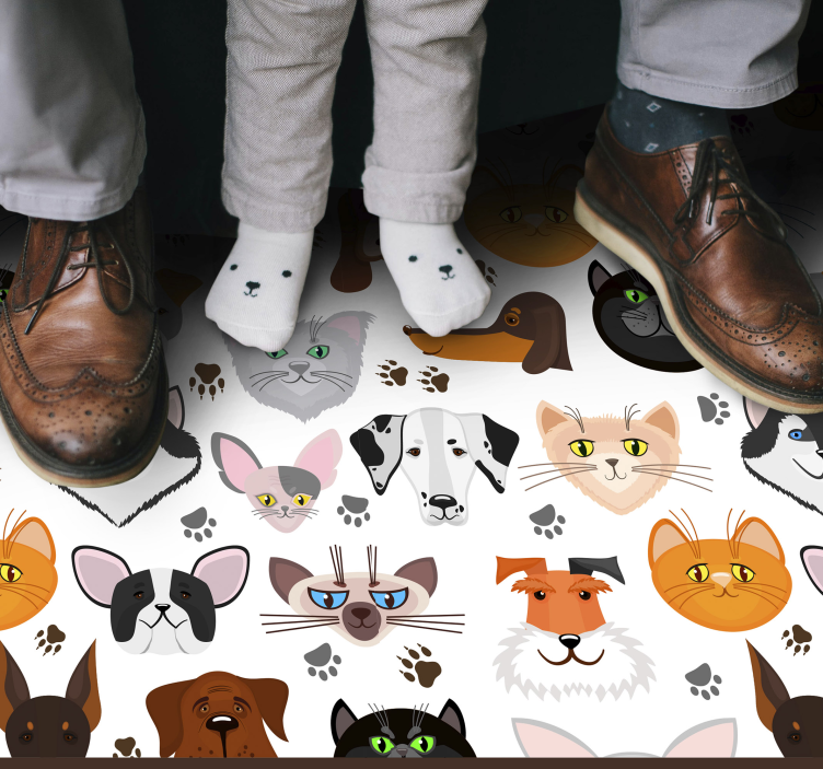 Tapis vinyle animal charmants visages de créatures - TenStickers