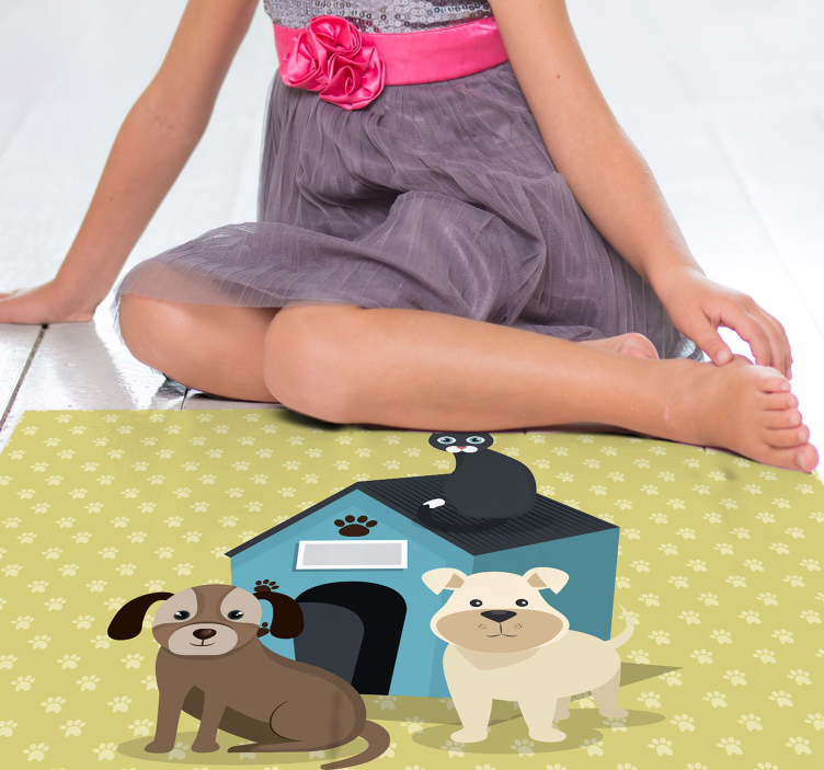 Tapis vinyle animal chiens à la maison - TenStickers