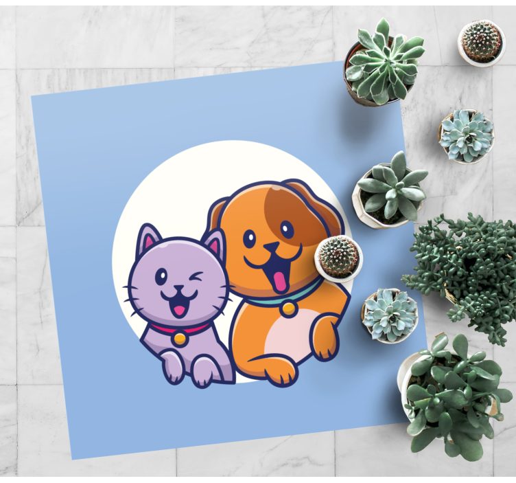Tapis vinyle animal duo d'animaux mignons - TenStickers