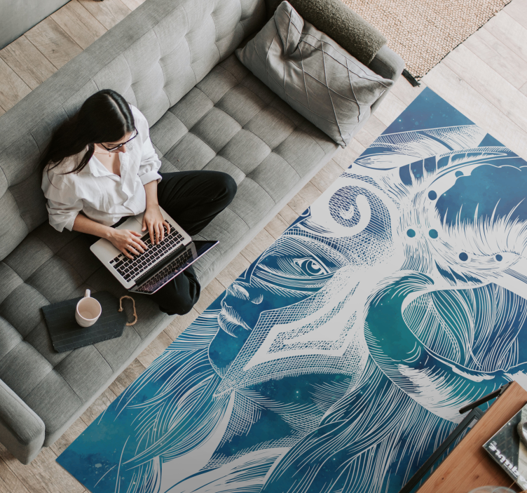 Tapis vinyle animal illustration caprine mythique - TenStickers