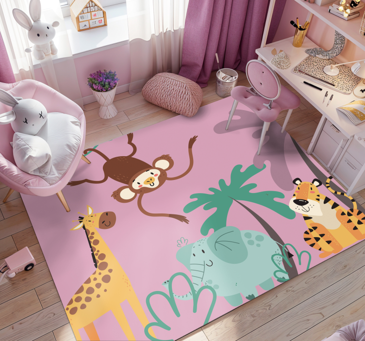 Tapis vinyle animal motif dessin animaux de savane  - TenStickers
