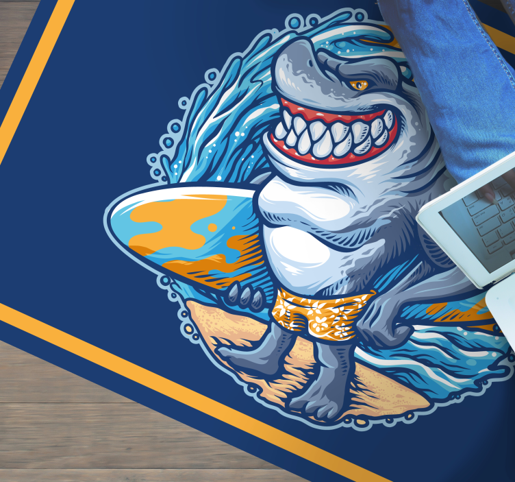Tapis vinyle ado personnage de requin joyeux - TenStickers