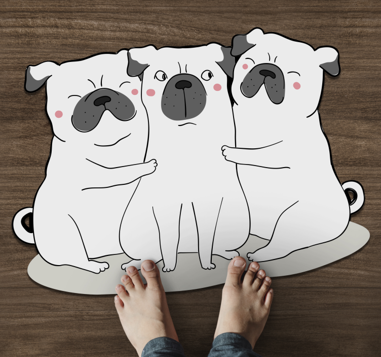 Tapis vinyle animal trio de chiens carlin - TenStickers
