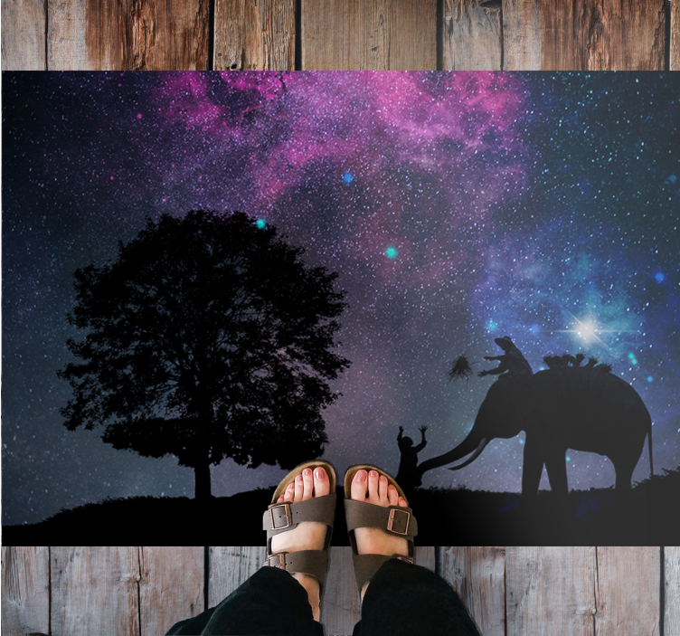 Tapis vinyle animal aventure cosmique de l'éléphant - TenStickers