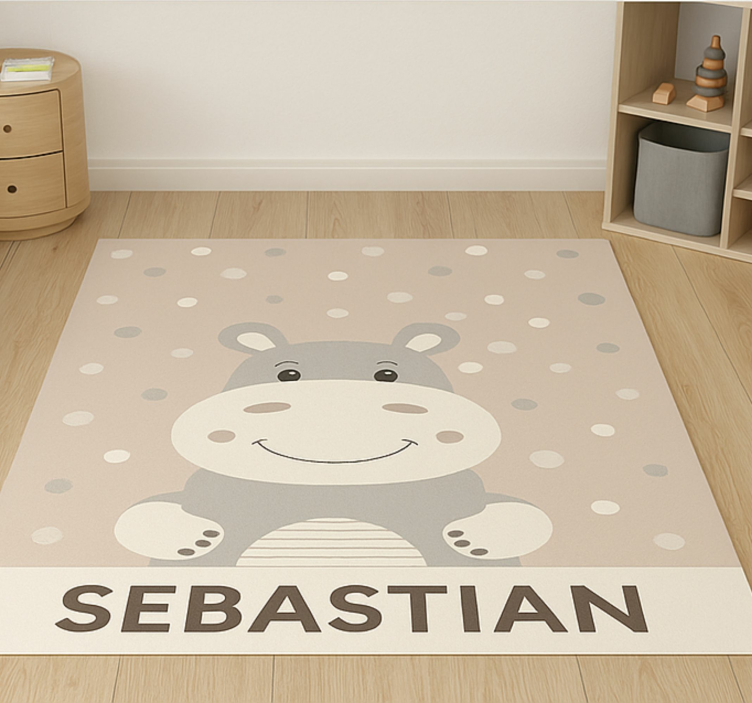 Tapis vinyle autres tapis hippopotame beige personnalisé - TenStickers