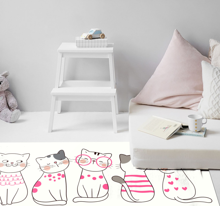 Tapis vinyle enfant motif chats blancs - TenStickers