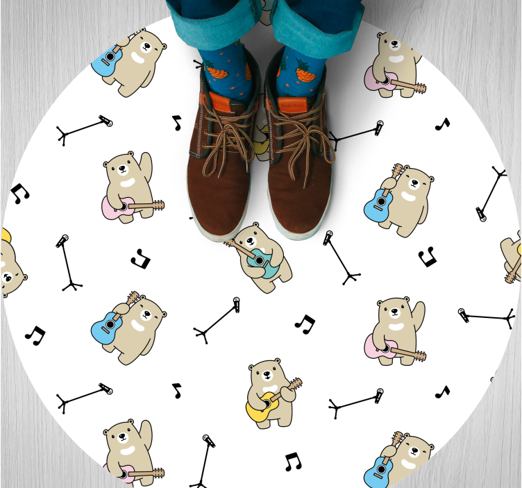 Tapis vinyle bébé l'ours musical amusant - TenStickers