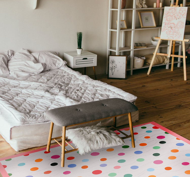 Tapis vinyle chambre motif à pois colorés - TenStickers