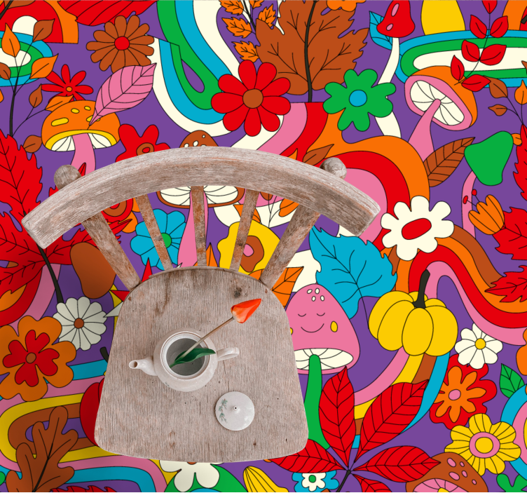 Tapis vinyle plantes design floral coloré - TenStickers