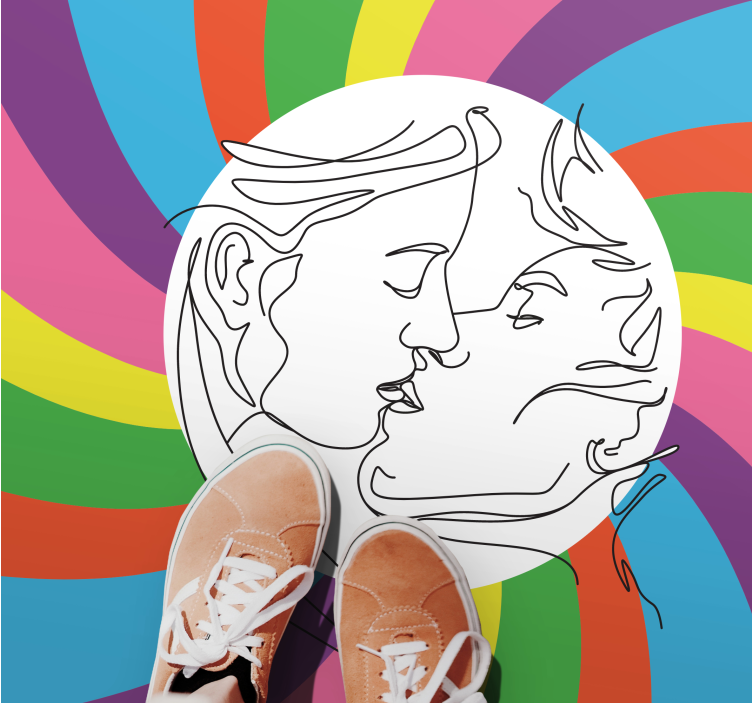 Tapis vinyle autres tapis silhouette de baiser coloré - TenStickers