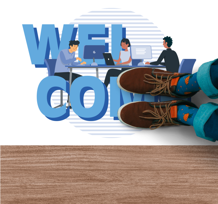 Tapis vinyle citation accueil convivial au bureau - TenStickers