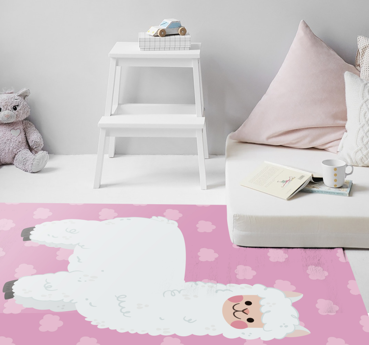 Tapis vinyle bébé illustration de lama nuageux - TenStickers