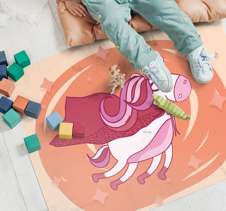 Tapis vinyle bébé licorne super-héros - TenStickers