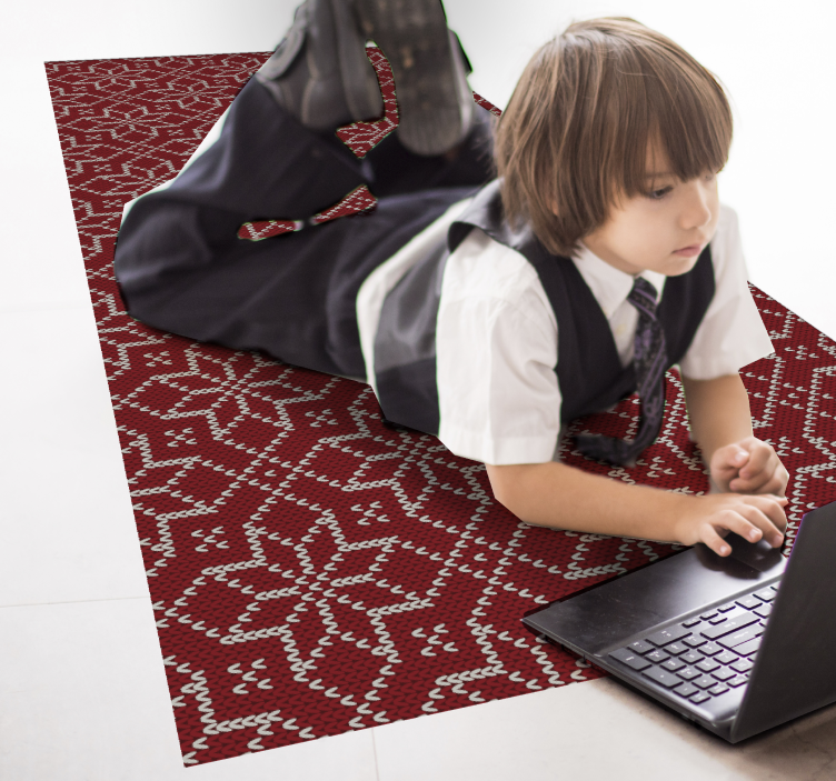 Tapis vinyle bébé motif ornemental rouge - TenStickers