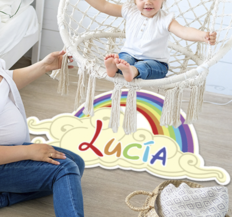Tapis vinyle bébé nuage arc-en-ciel personnalisé - TenStickers
