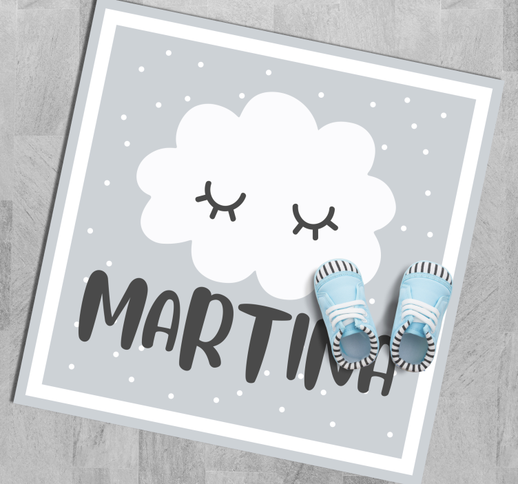Tapis vinyle bébé nuage gris avec nom - TenStickers