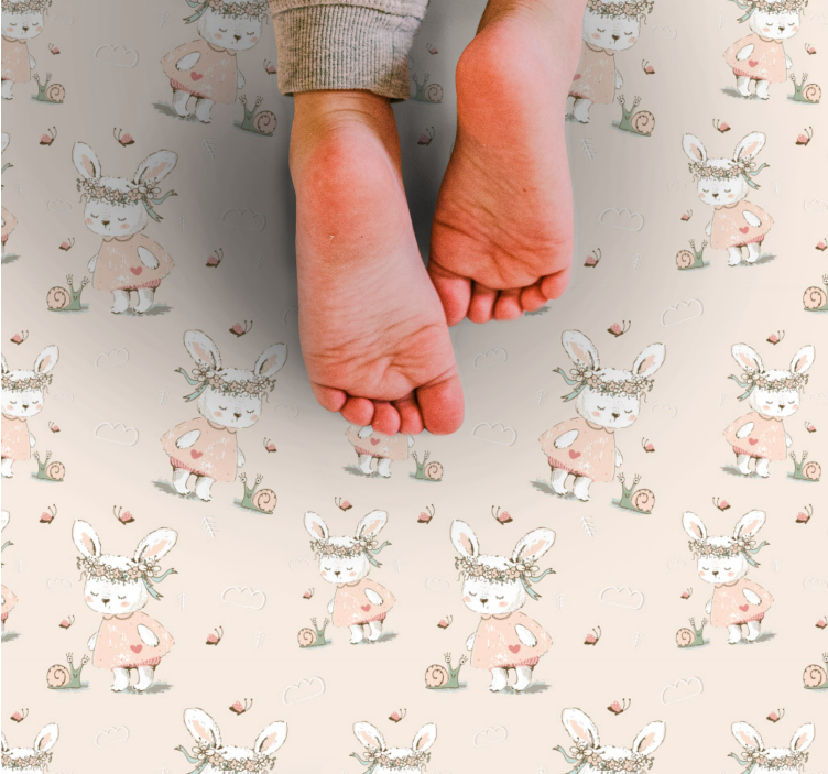 Tapis vinyle bébé personnages de lapin mignons - TenStickers