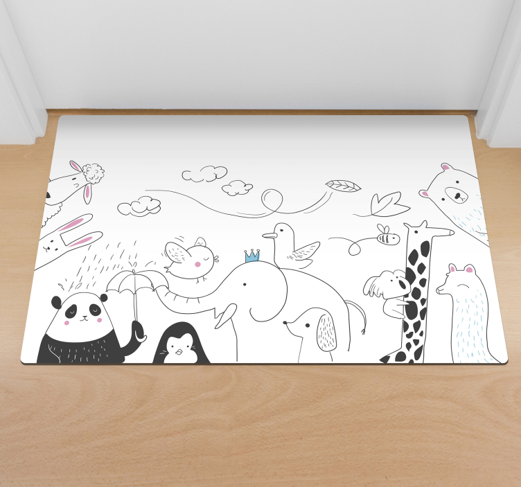 Tapis vinyle bébé amis animaux minimalistes - TenStickers