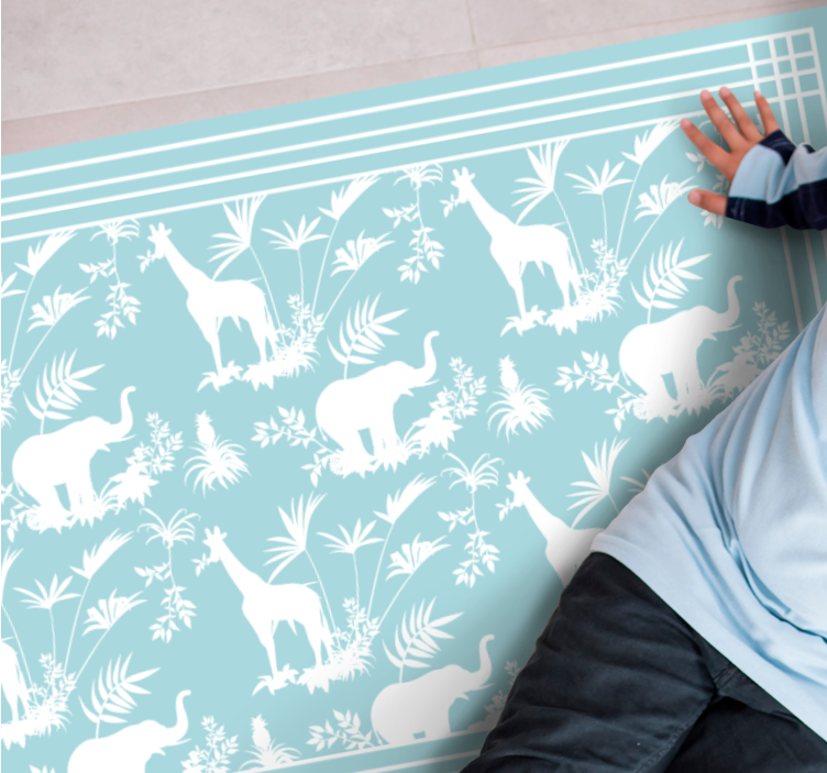 Tapis vinyle bébé scène de safari dans la jungle - TenStickers