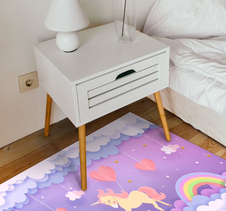 Tapis vinyle bébé scène fantastique de licorne - TenStickers