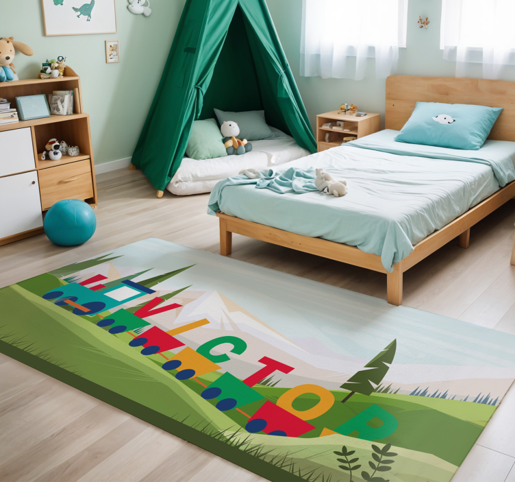 Tapis vinyle bébé train alphabet personnalisable - TenStickers