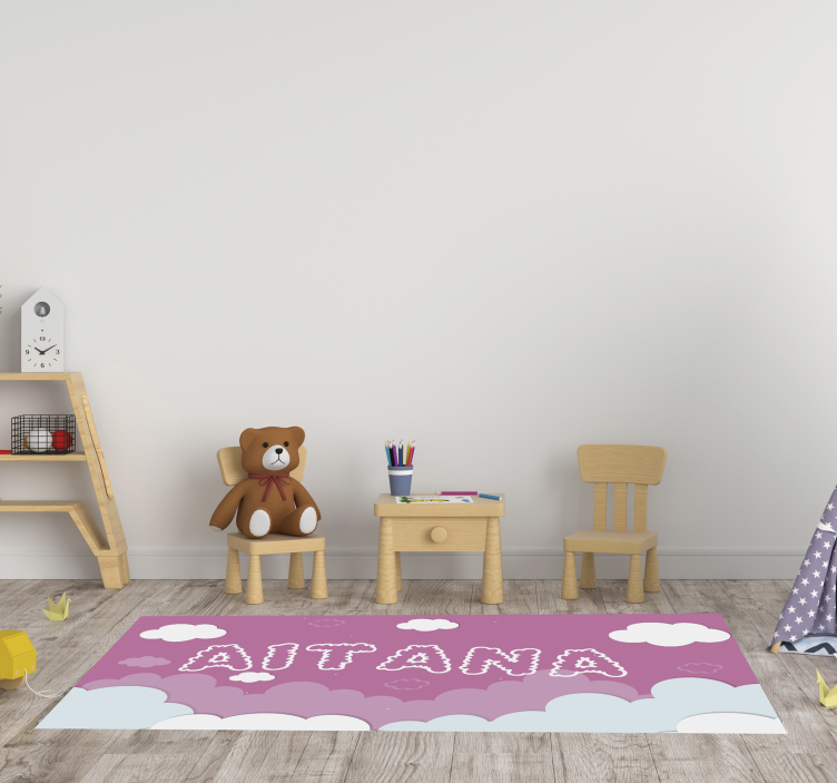 Tapis vinyle bébé custom Cloudy Name Floorpiece - TenStickers
