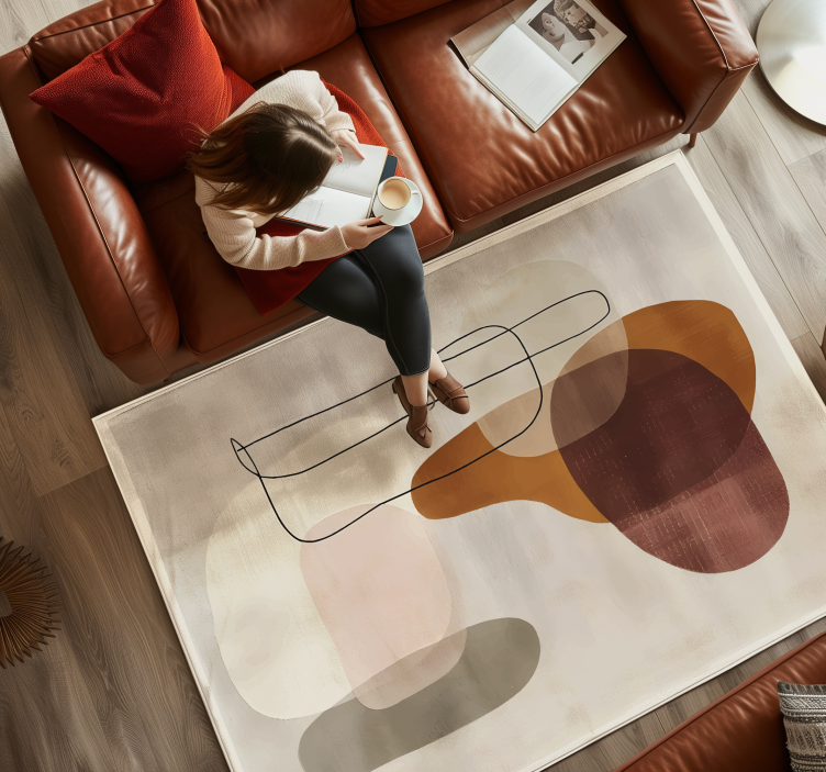 Tapis vinyle beige formes abstraites - TenStickers