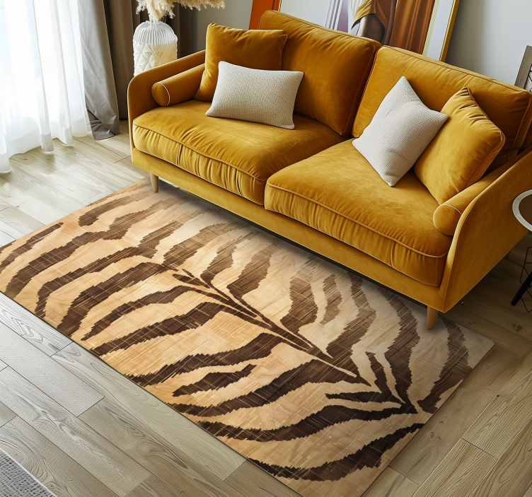 Tapis vinyle beige rayures de tigre - TenStickers