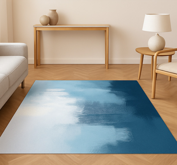 Tapis vinyle bleu art expressionniste abstrait - TenStickers
