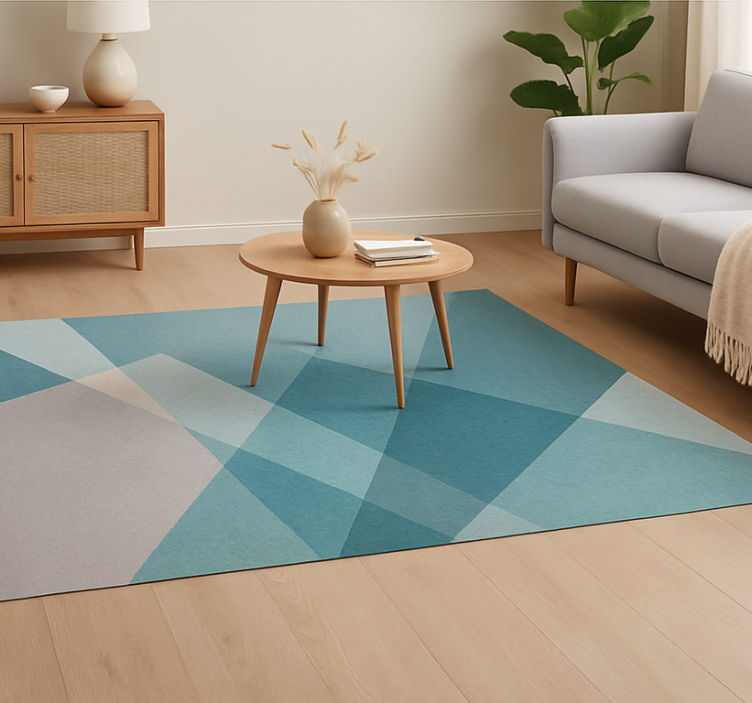 Tapis vinyle bleu conception abstraite géométrique - TenStickers