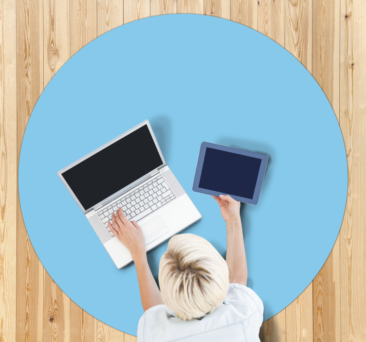 Tapis vinyle bleu conception circulaire monochrome - TenStickers