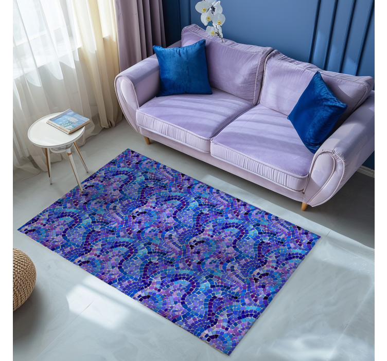 Tapis vinyle bleu effet mosaïque - TenStickers