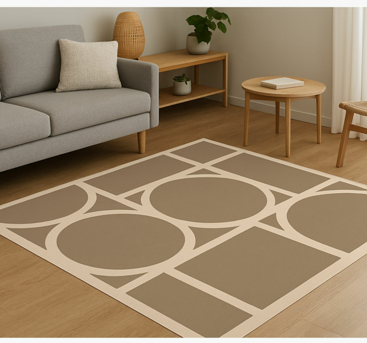 Tapis vinyle carré motif géométrique beige - TenStickers