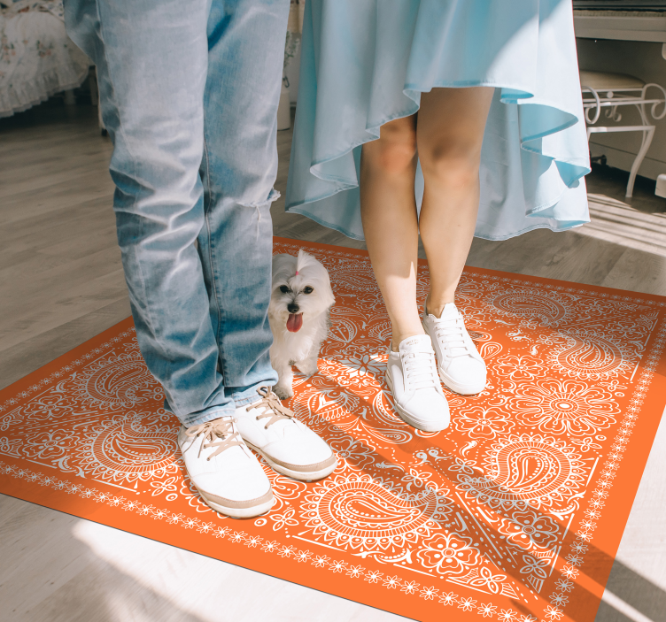 Tapis vinyle carré motif paisley - TenStickers