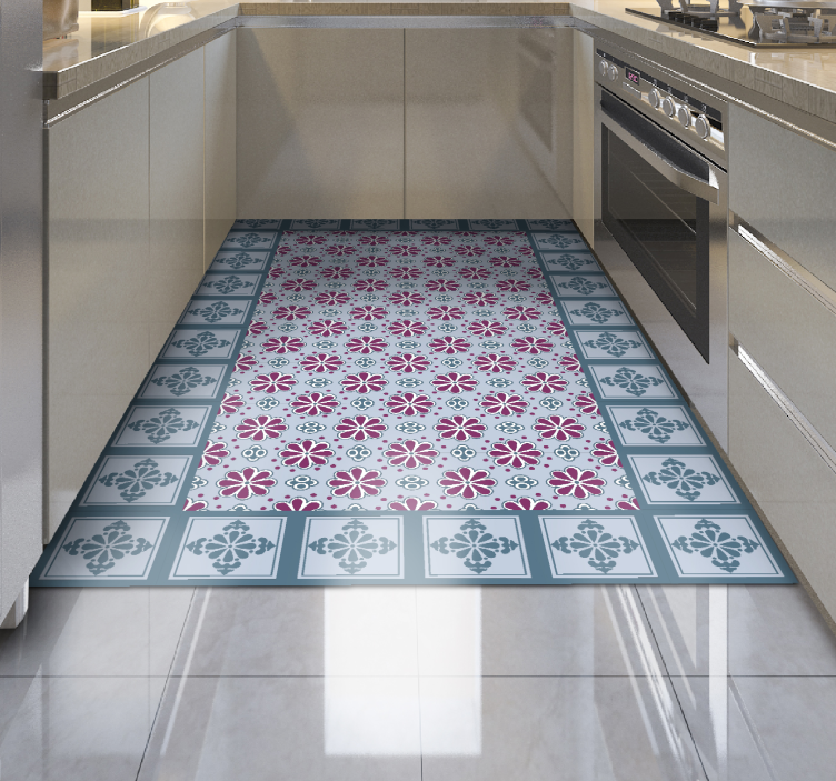Tapis vinyle carreaux de ciment carrelage à motifs ornés - TenStickers