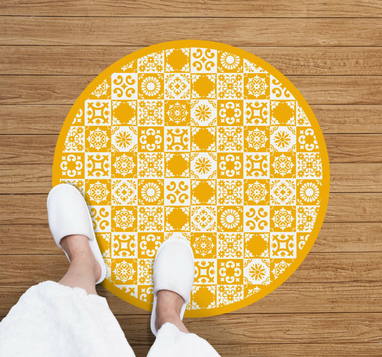 Tapis vinyle carreaux de ciment mosaïque circulaire ornée - TenStickers