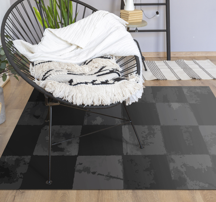 Tapis vinyle carreaux de ciment motif damier - TenStickers