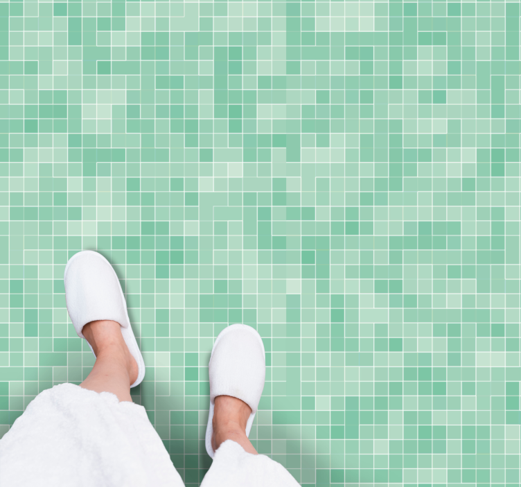 Tapis vinyle carreaux de ciment motif mosaïque à la menthe - TenStickers