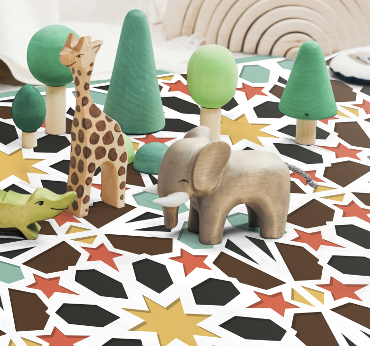 Tapis vinyle carreaux de ciment tuiles étoilées colorées - TenStickers