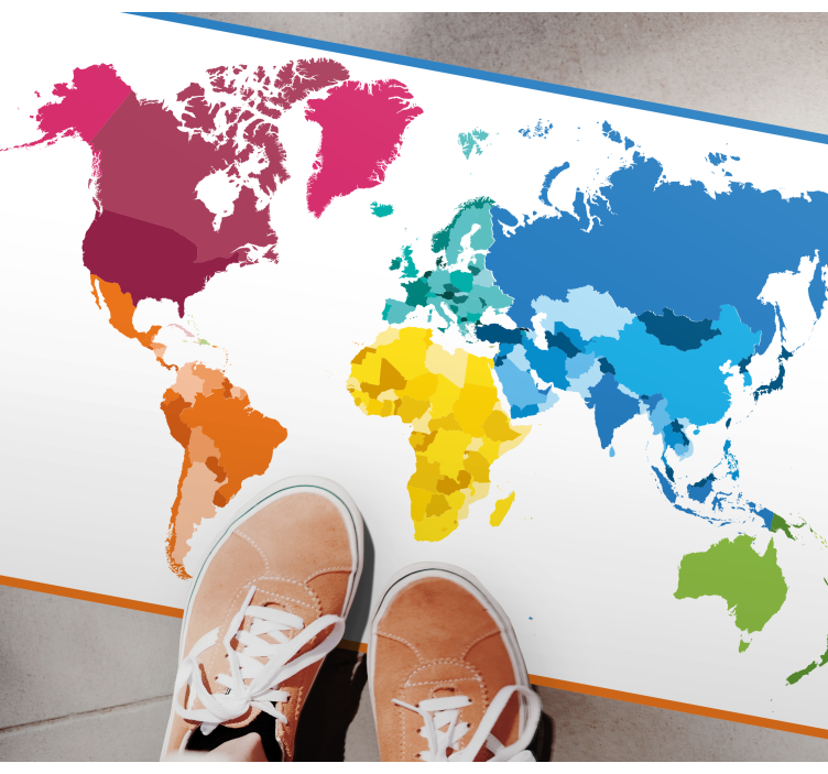 Tapis vinyle carte du monde couleurs - TenStickers