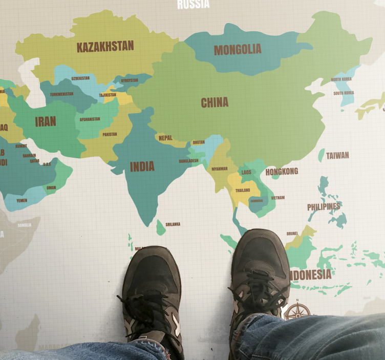 Tapis vinyle carte du monde décor cartographique - TenStickers