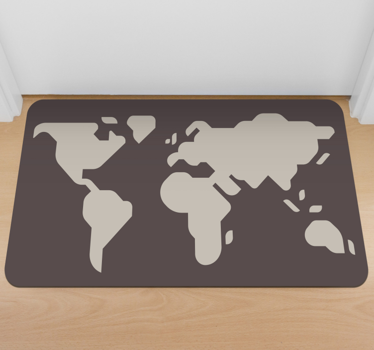 Tapis vinyle carte du monde motif beige et gris - TenStickers