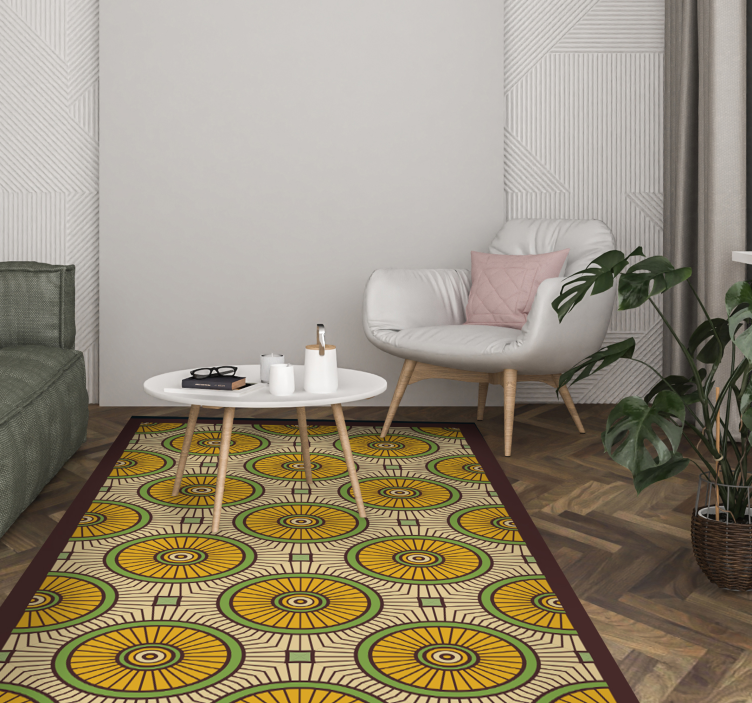 Tapis vinyle salon motif de rayonnement circulaire - TenStickers