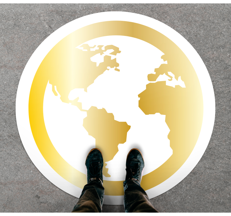 Tapis vinyle carte du monde motif globe doré - TenStickers