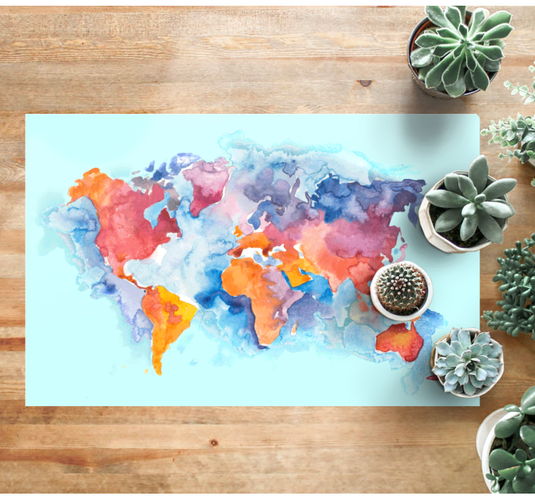 Tapis vinyle carte du monde carte mondiale en couleurs - TenStickers