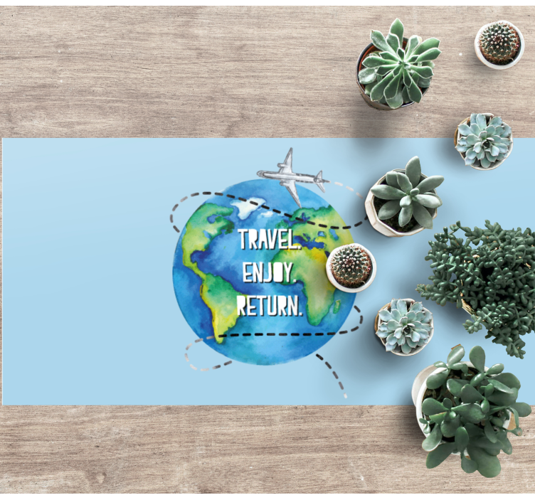 Tapis vinyle carte du monde voyage délice reviens - TenStickers