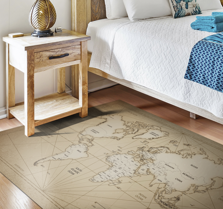Tapis vinyle chambre art de la carte du monde - TenStickers